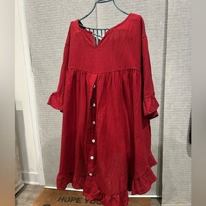 Women’s Red Flowy (1X) Boutique Dress